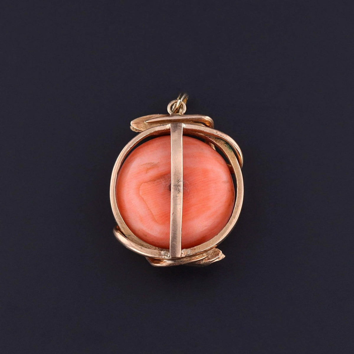 Victorian Coral Snake Pendant of 14k Gold - Trademark Antiques