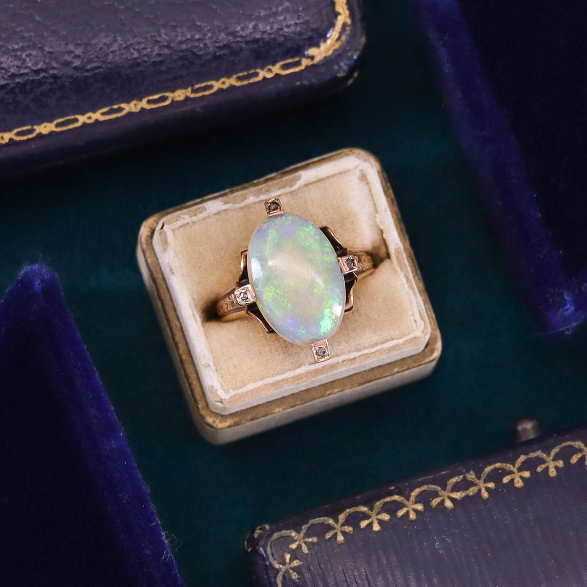 Victorian Crystal Opal Ring of 18k Gold - Trademark Antiques