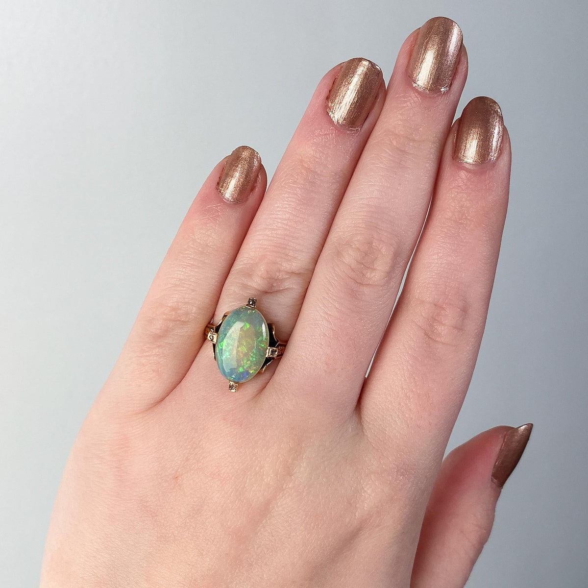 Victorian Crystal Opal Ring of 18k Gold - Trademark Antiques