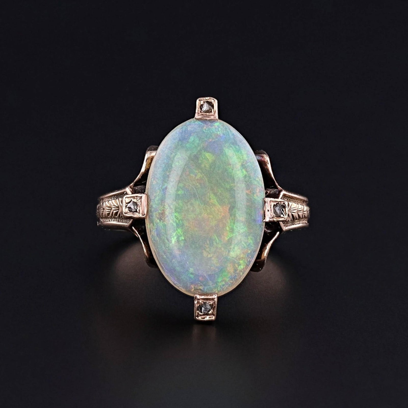 Victorian Crystal Opal Ring of 18k Gold - Trademark Antiques