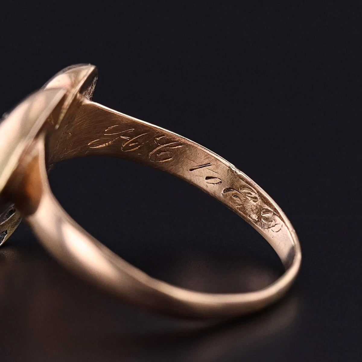 Victorian Diamond and Ruby Heart Ring of 14k Gold - Trademark Antiques