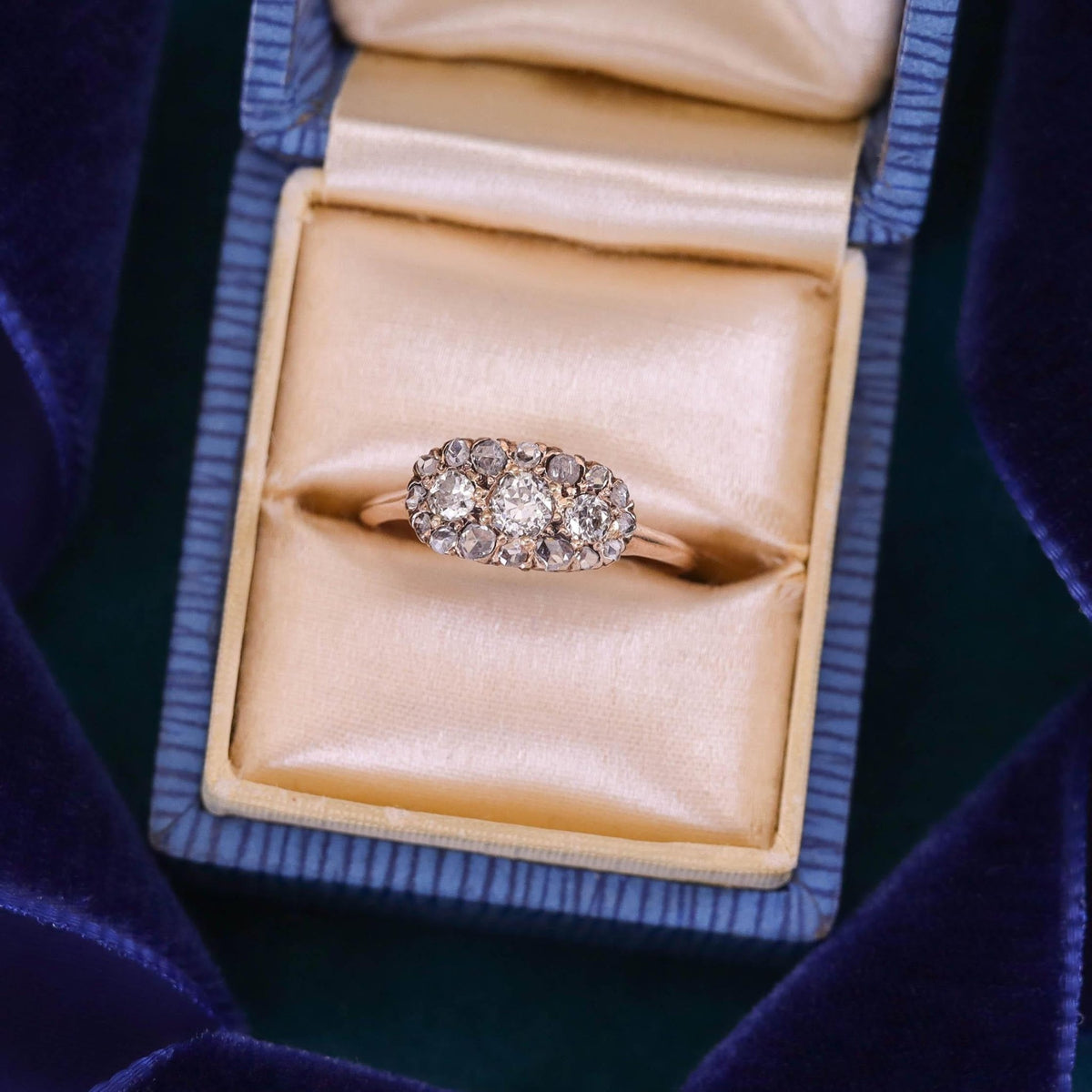 Victorian Diamond Pave Ring of 10k Gold - Trademark Antiques