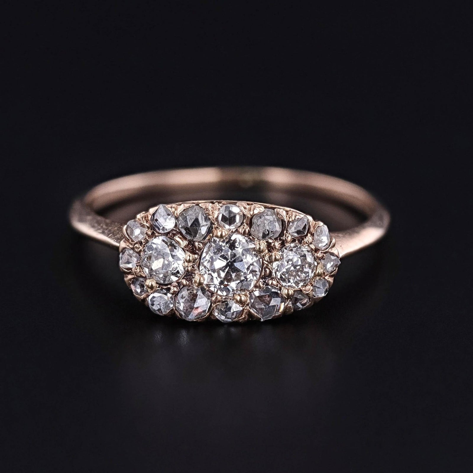 Victorian Diamond Pave Ring of 10k Gold - Trademark Antiques