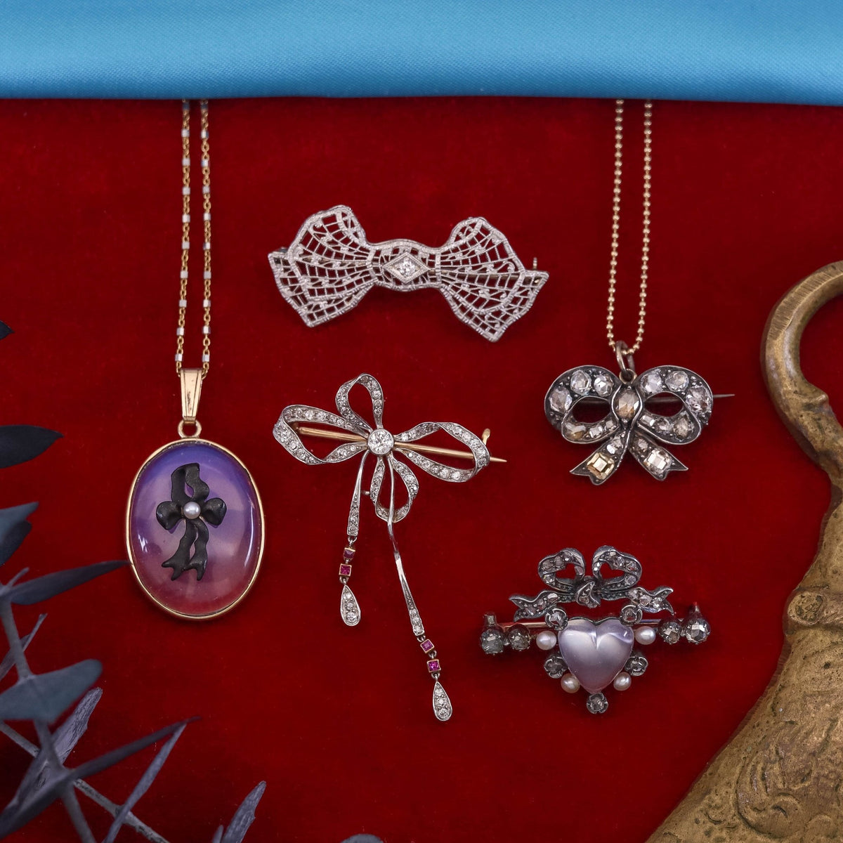 Victorian Diamond Pearl and Moonstone Heart Brooch - Trademark Antiques