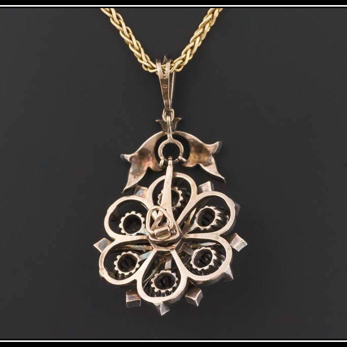 Victorian Diamond Pendant Silver Topped 14k Gold - Trademark Antiques
