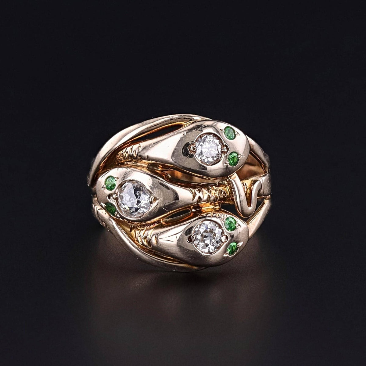 Victorian Diamond Snake Ring of 14k Gold - Trademark Antiques