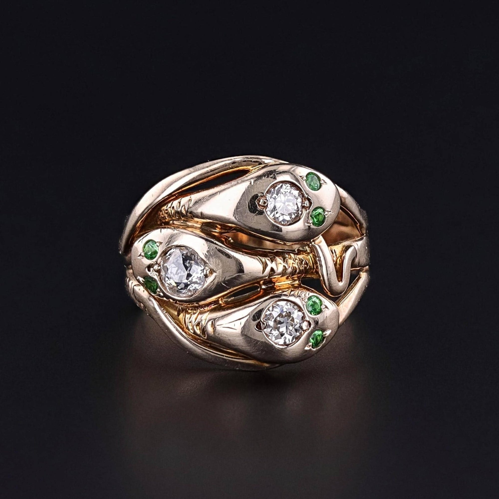 Victorian Diamond Snake Ring of 14k Gold - Trademark Antiques