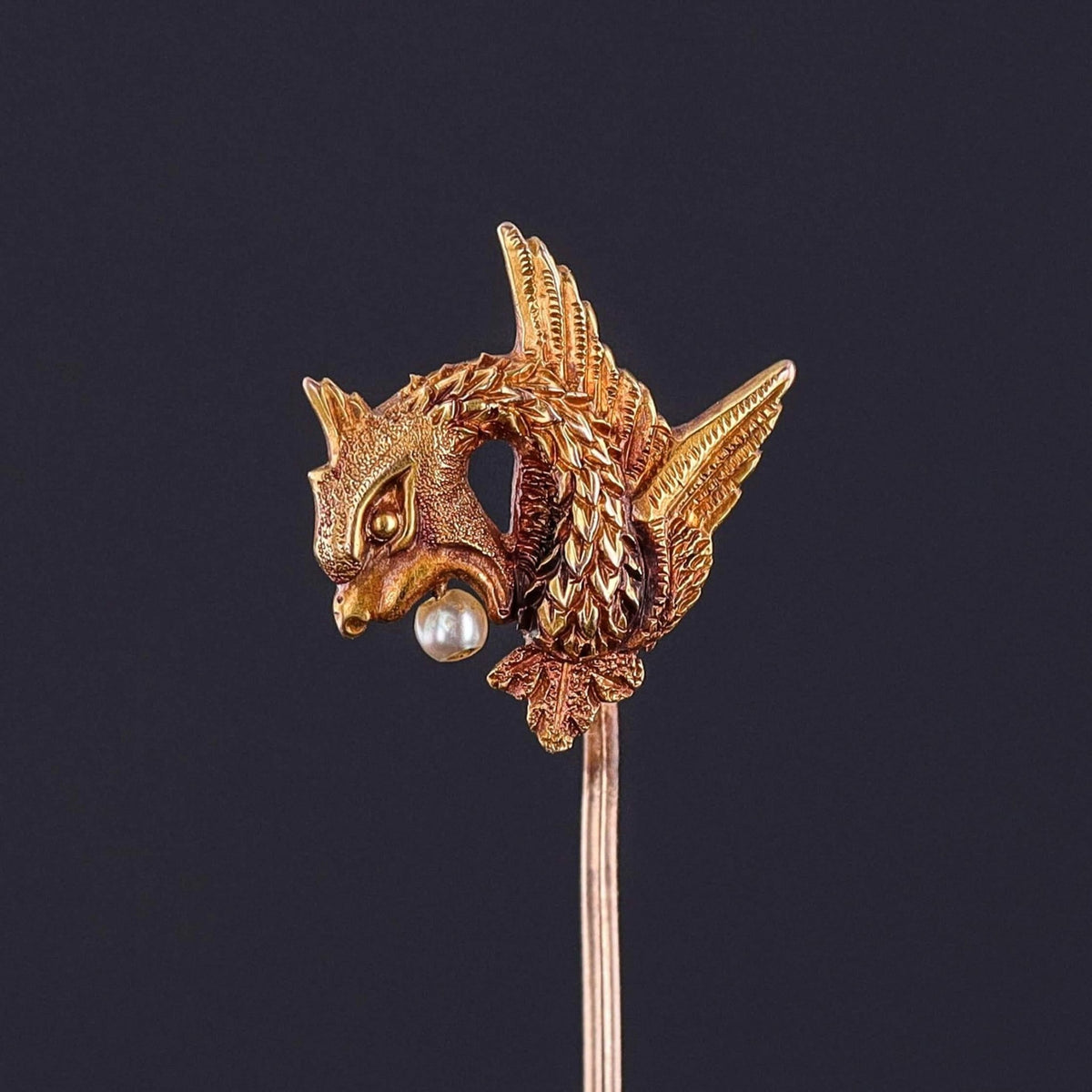 Victorian Dragon Stickpin of 14k Gold - Trademark Antiques