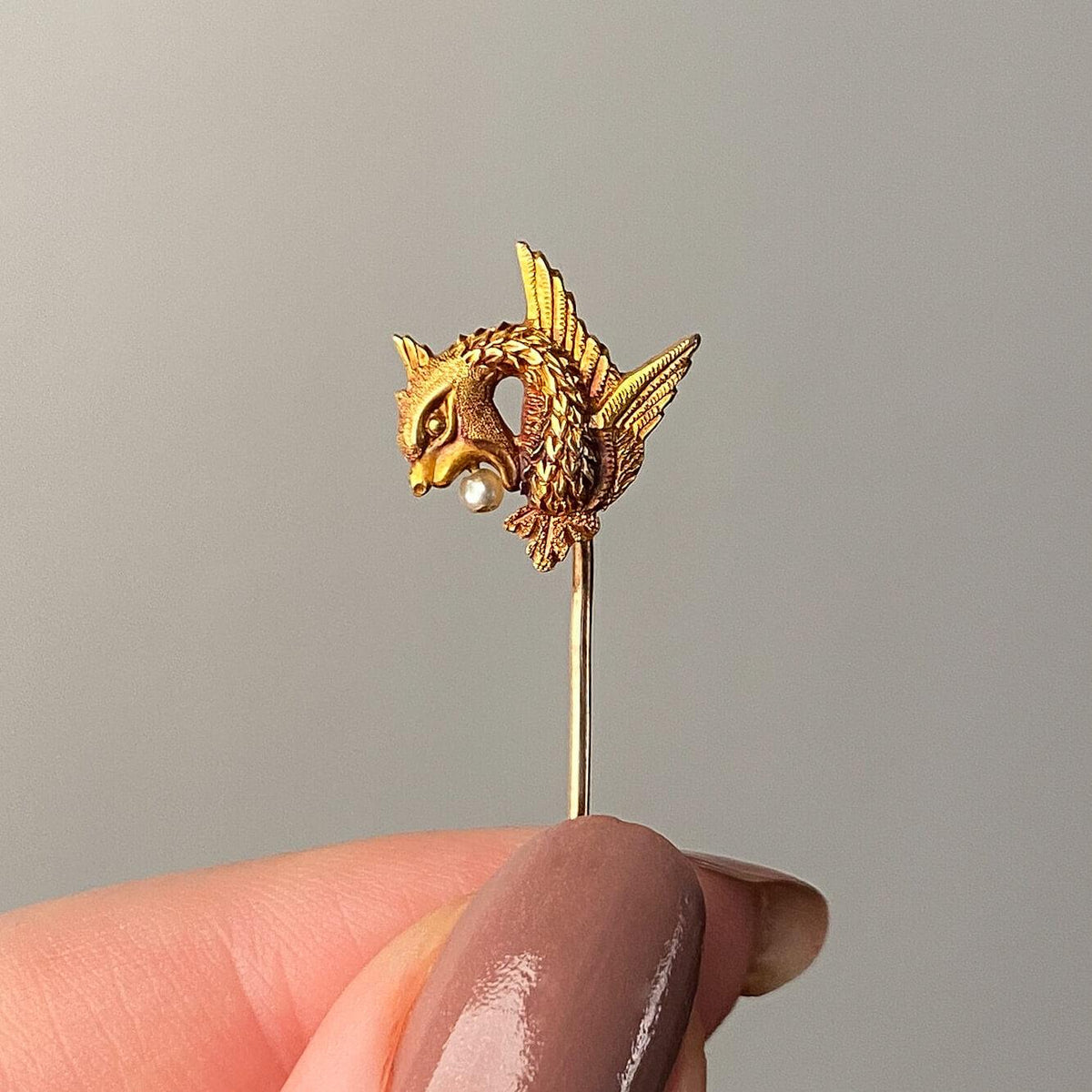 Victorian Dragon Stickpin of 14k Gold - Trademark Antiques