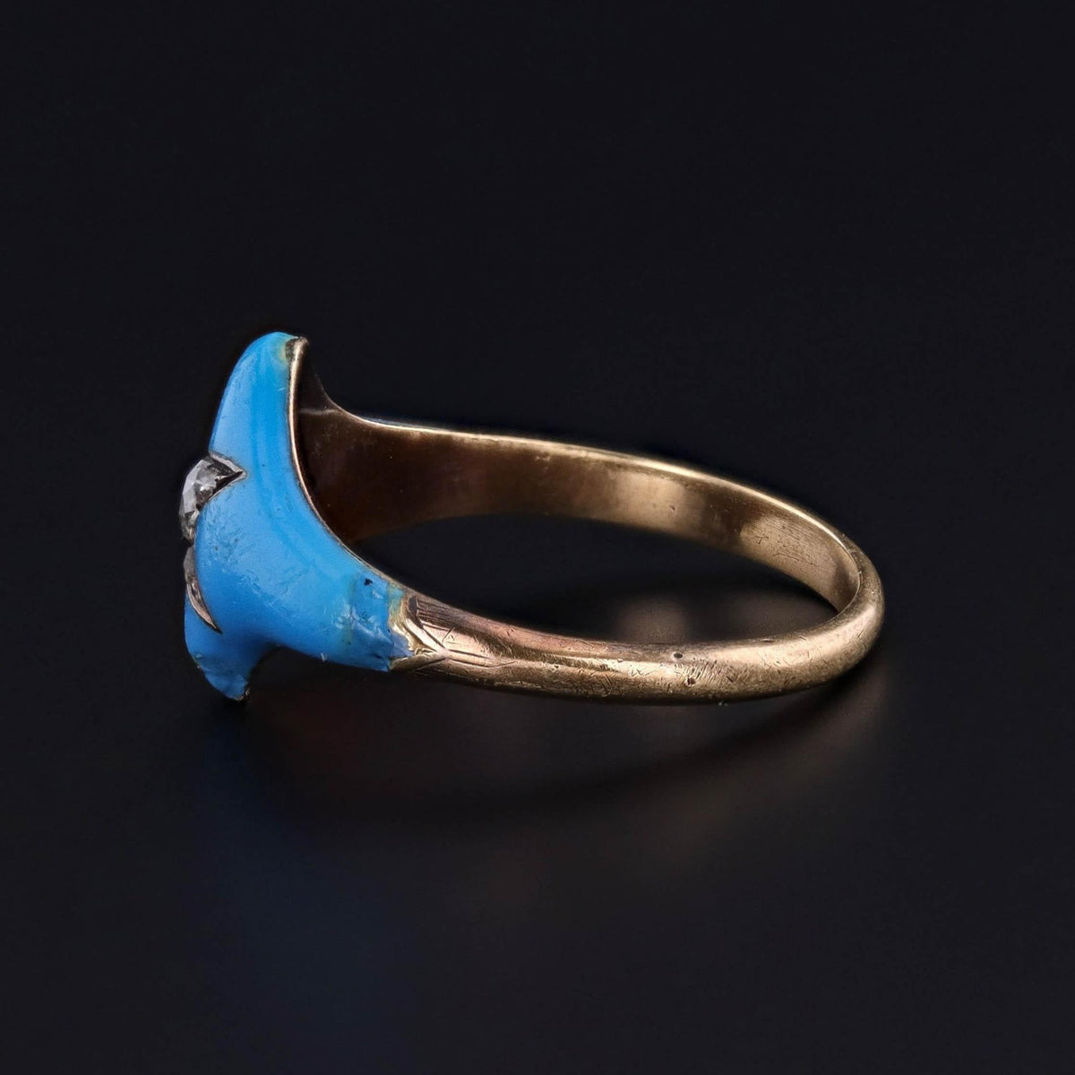 Victorian Enamel and Diamond Star Ring of 14k Gold - Trademark Antiques