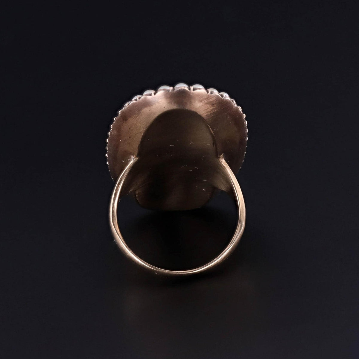 Victorian Enamel and Pearl Ring of 14k Gold - Trademark Antiques