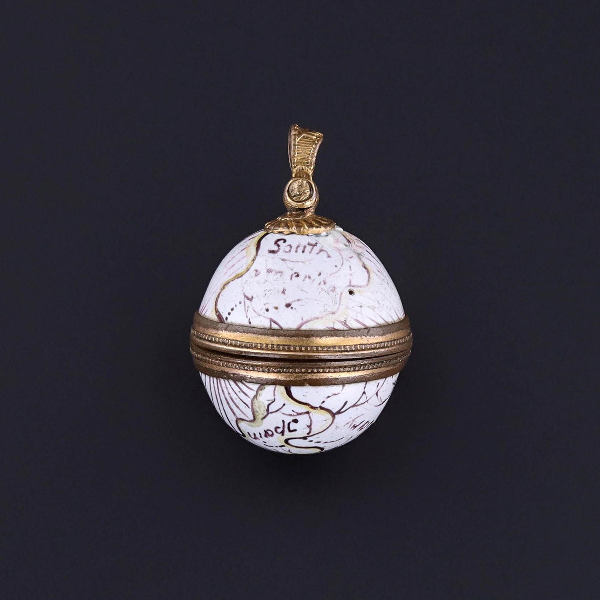Victorian Enamel Globe Locket - Trademark Antiques