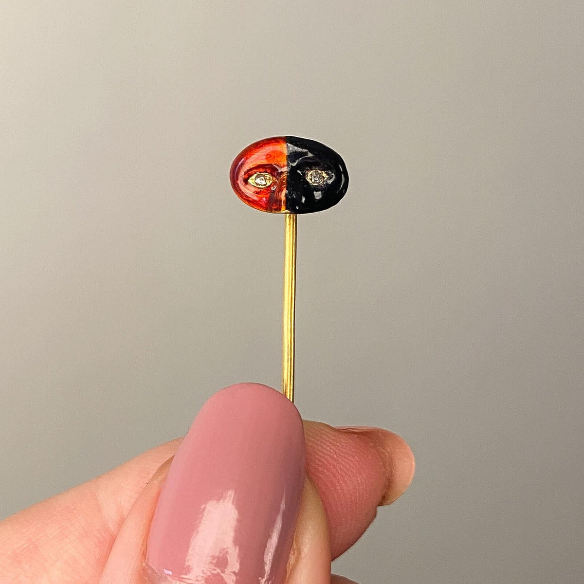Victorian Enamel Masquerade Stickpin of 18k Gold - Trademark Antiques