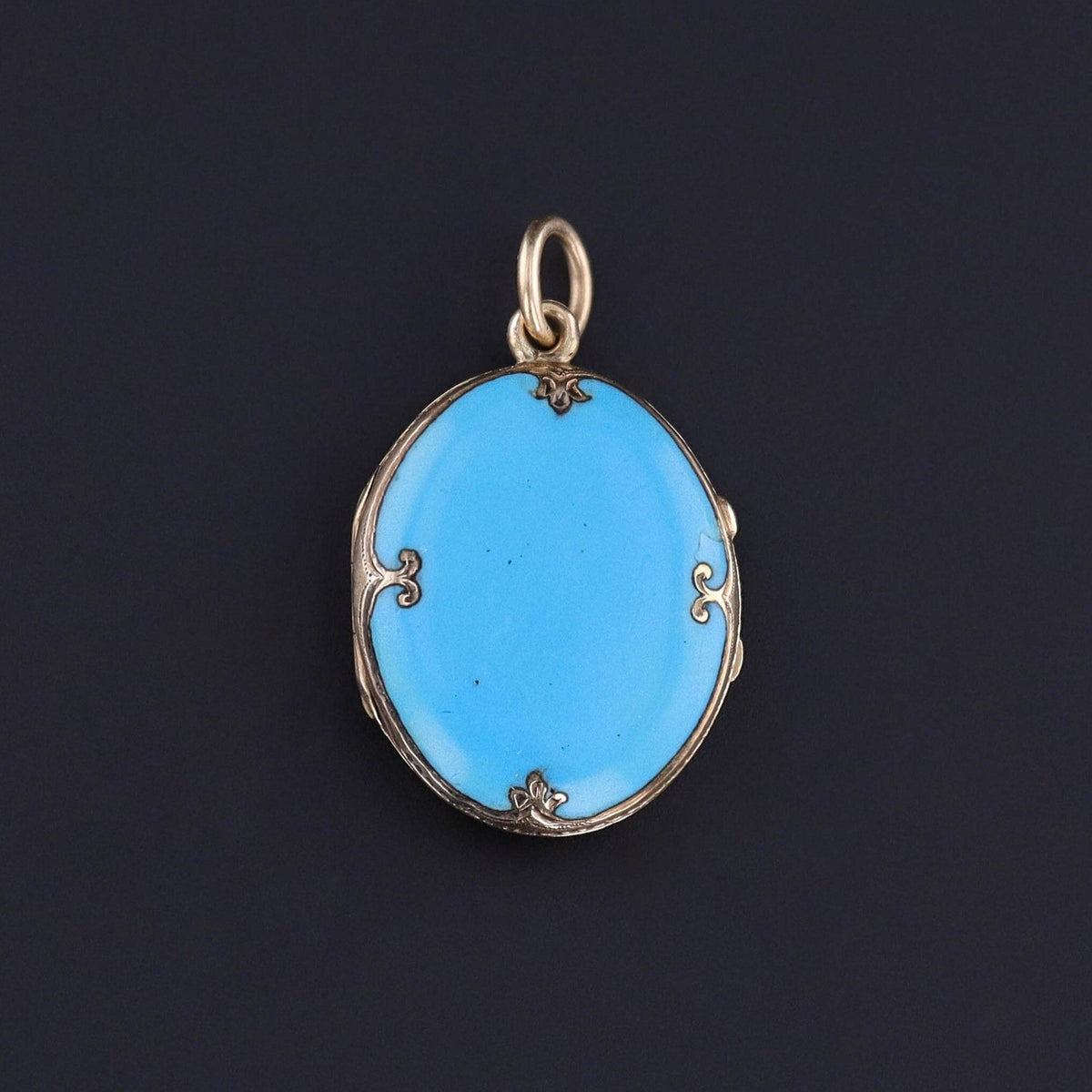 Victorian Enamel &amp; Pearl Flower Locket of 14k Gold - Trademark Antiques