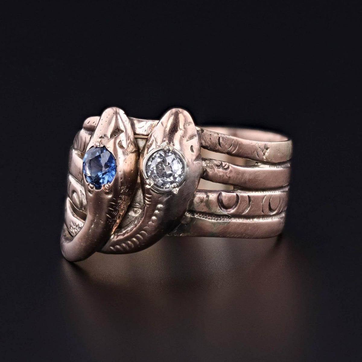 Victorian Entwined Snakes Ring of 8ct Gold - Trademark Antiques