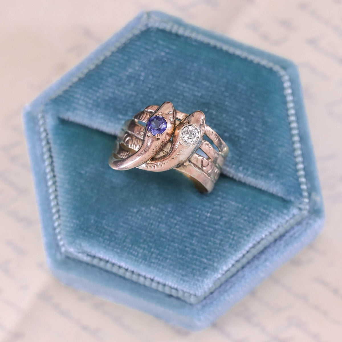Victorian Entwined Snakes Ring of 8ct Gold - Trademark Antiques