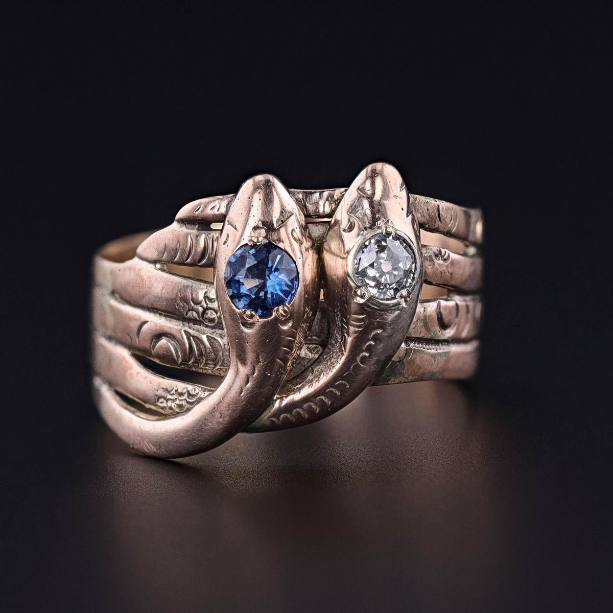 Victorian Entwined Snakes Ring of 8ct Gold - Trademark Antiques
