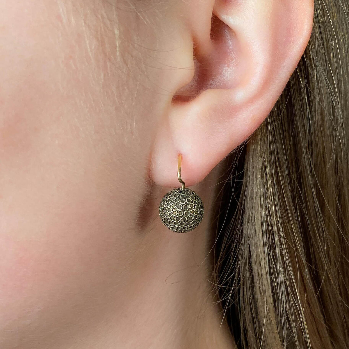 Victorian Etruscan Revival Drop Earrings of 14k &amp; 8k Gold - Trademark Antiques