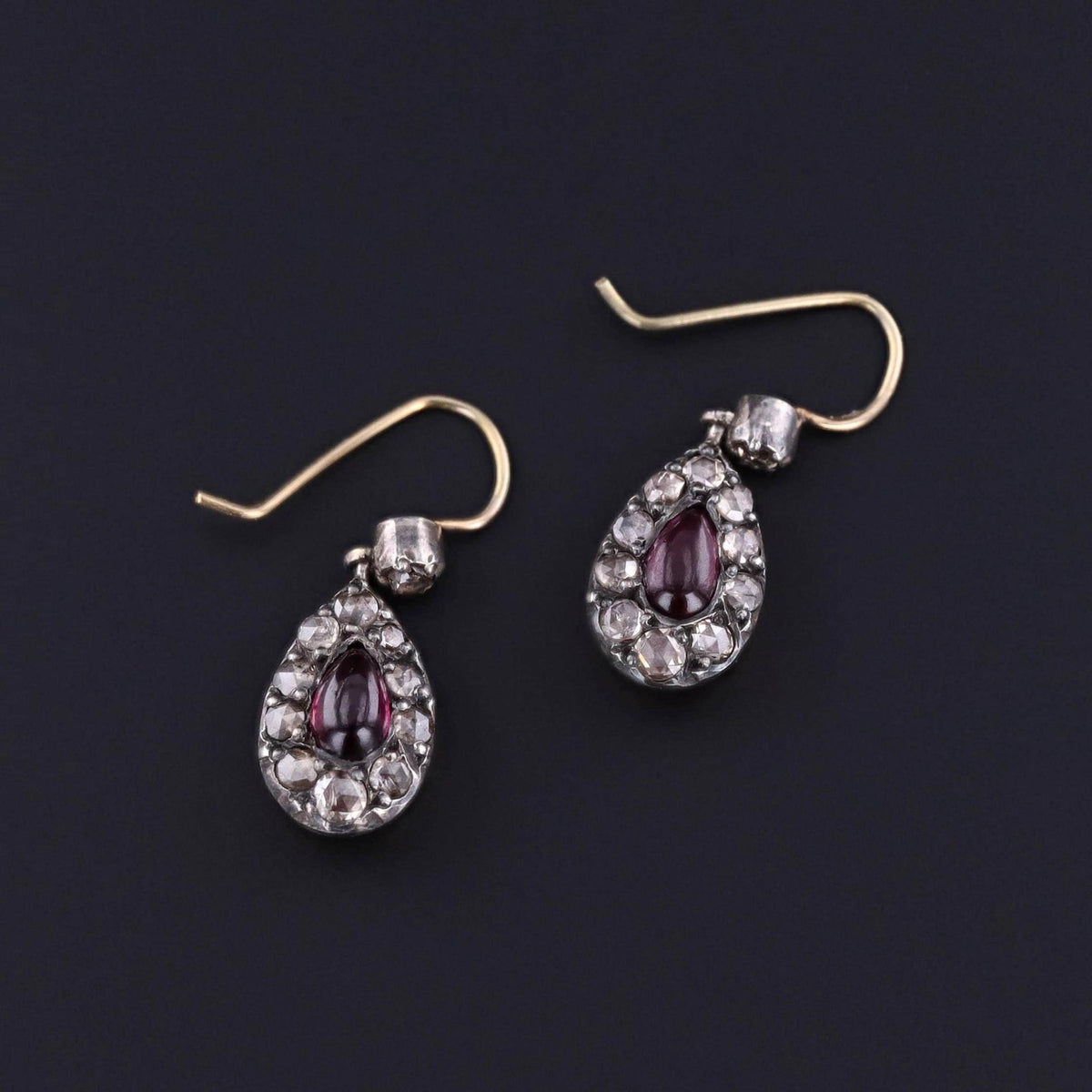 Victorian Garnet and Diamond Earrings - Trademark Antiques