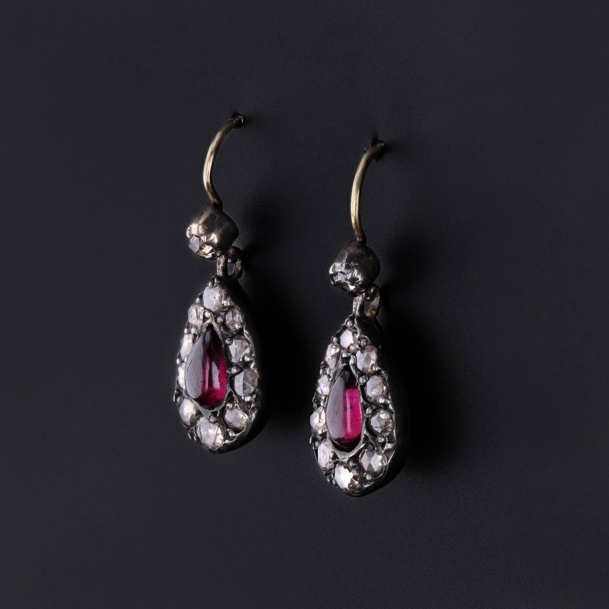 Victorian Garnet and Diamond Earrings - Trademark Antiques