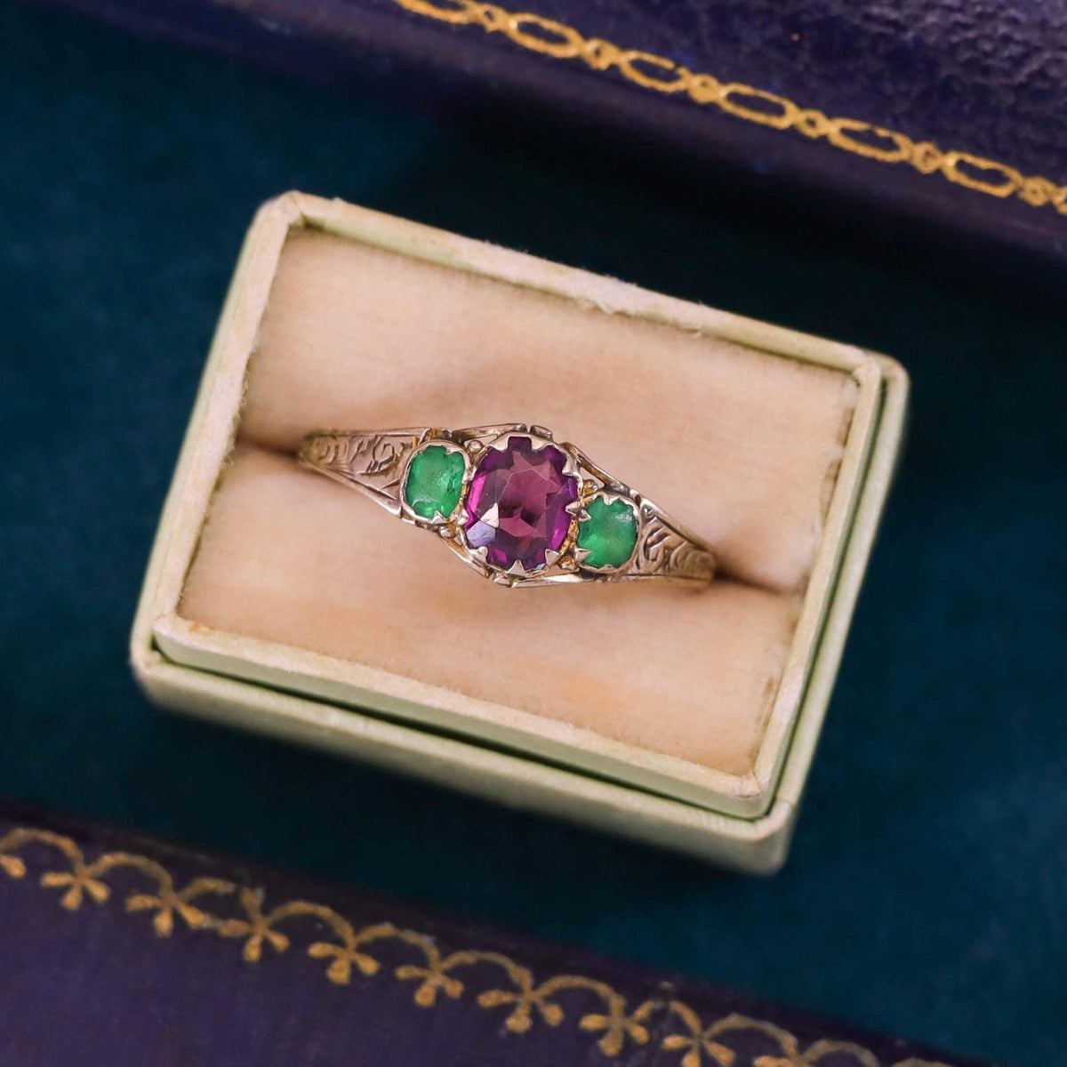 Victorian Garnet and Paste Ring of Gold - Trademark Antiques
