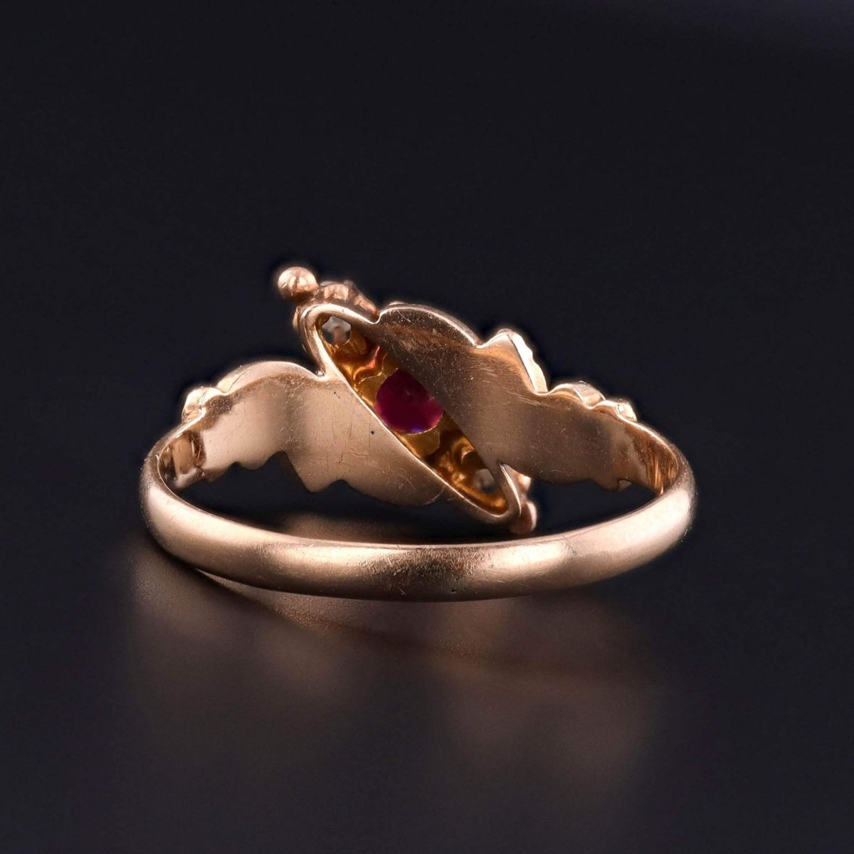 Victorian Garnet Doublet and Diamond Ring of 10k Gold - Trademark Antiques