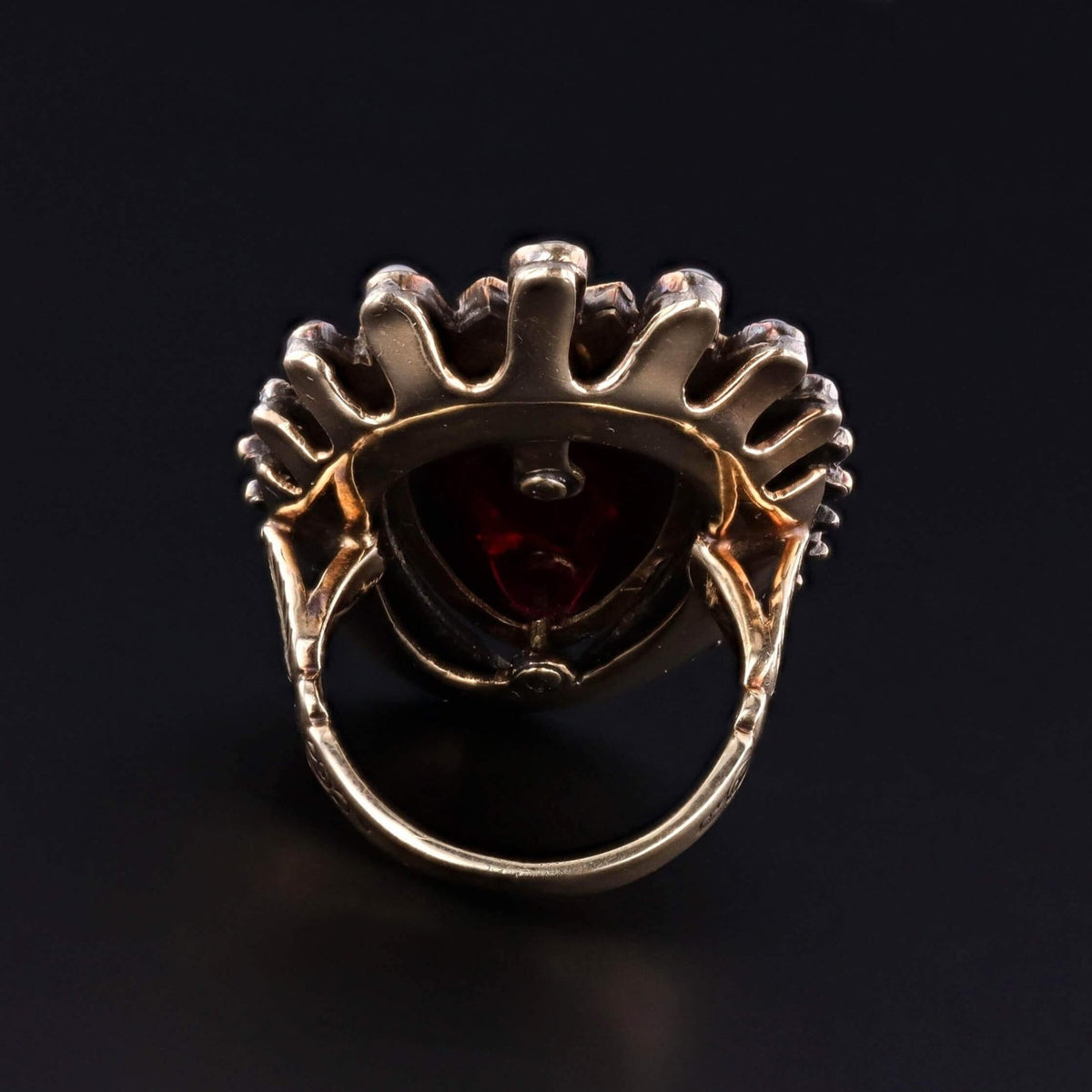 Victorian Garnet, Ruby &amp; Pearl Ring of 12ct Gold - Trademark Antiques