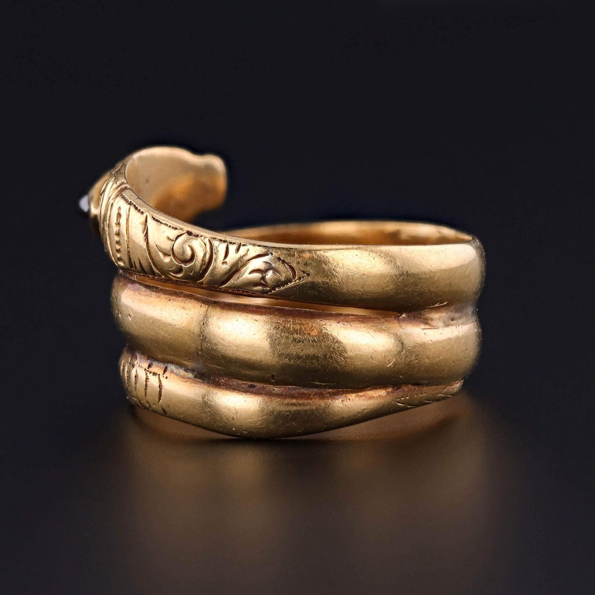Victorian Garnet Snake Ring of 18k Gold - Trademark Antiques