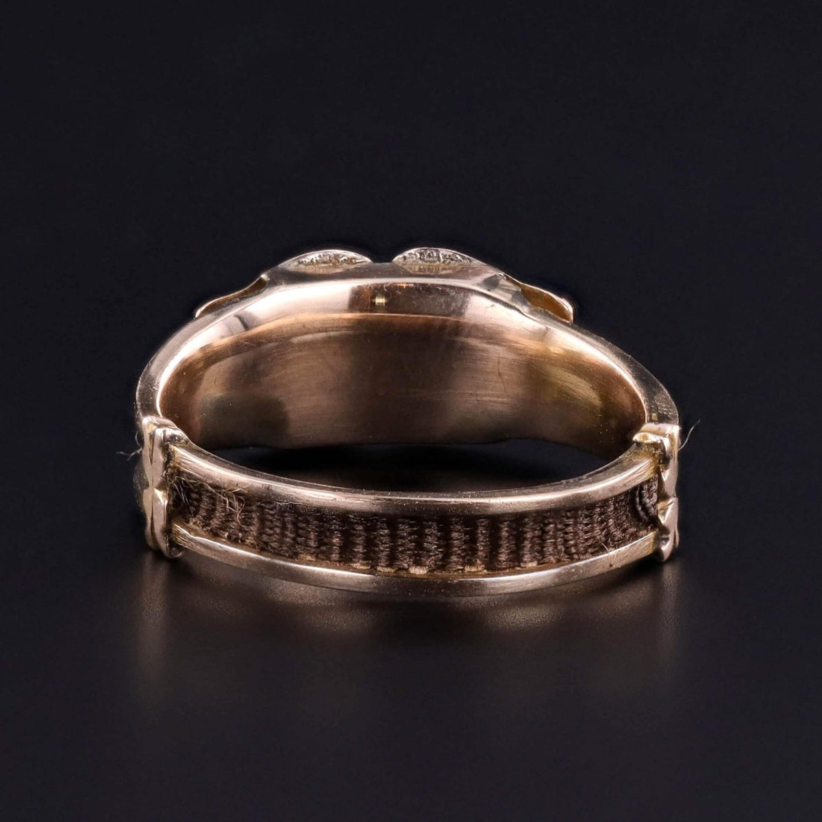 Victorian Hairwork Ring of 10k Gold - Trademark Antiques