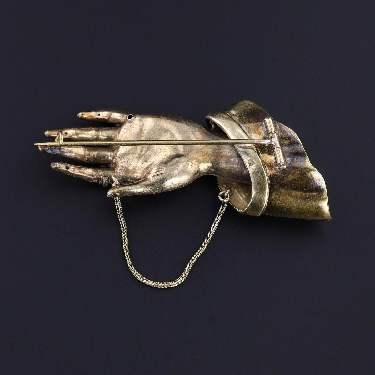 Victorian Hand Brooch of 14k Gold - Trademark Antiques