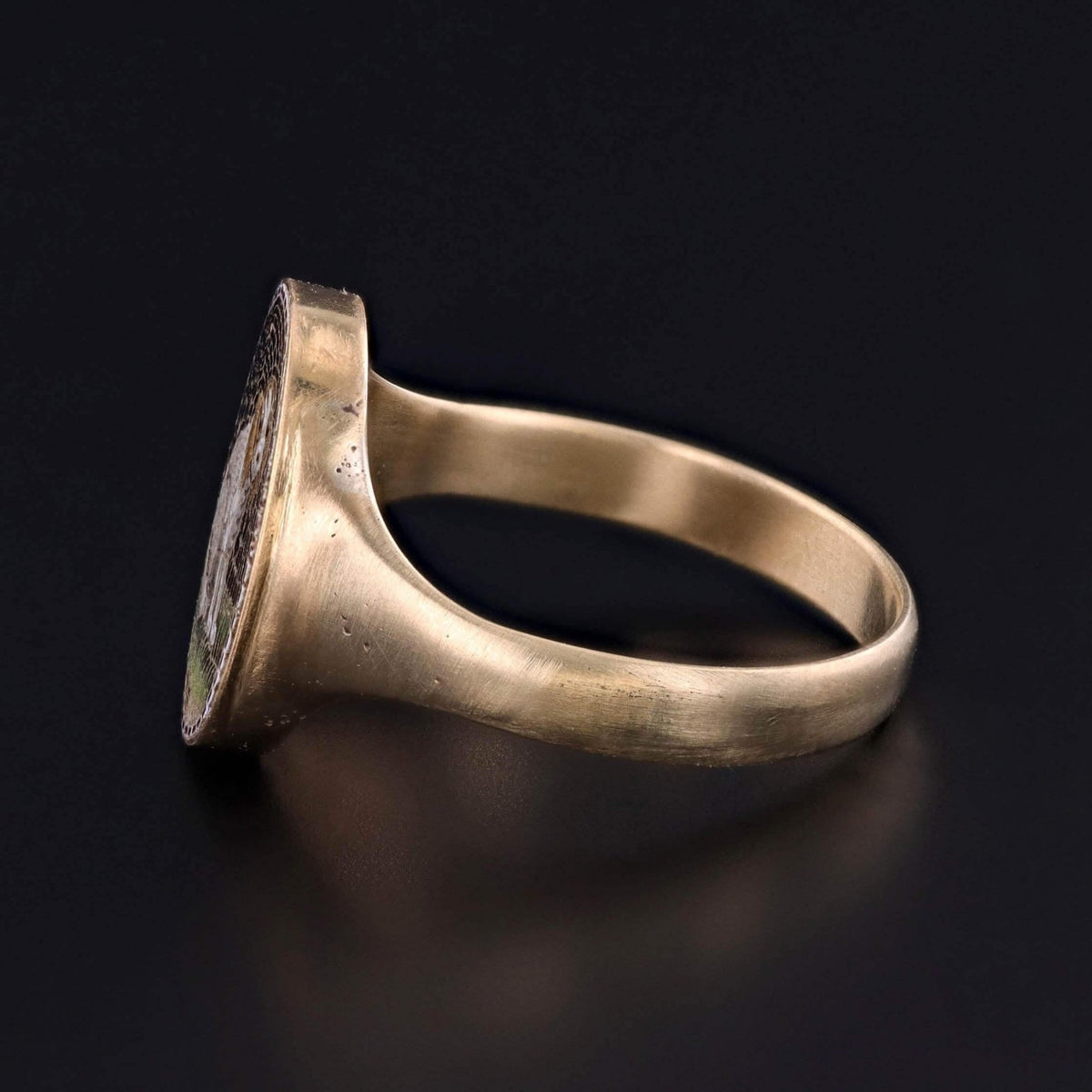 Victorian Micromosaic Dog Ring of 18k and 14k Gold - Trademark Antiques