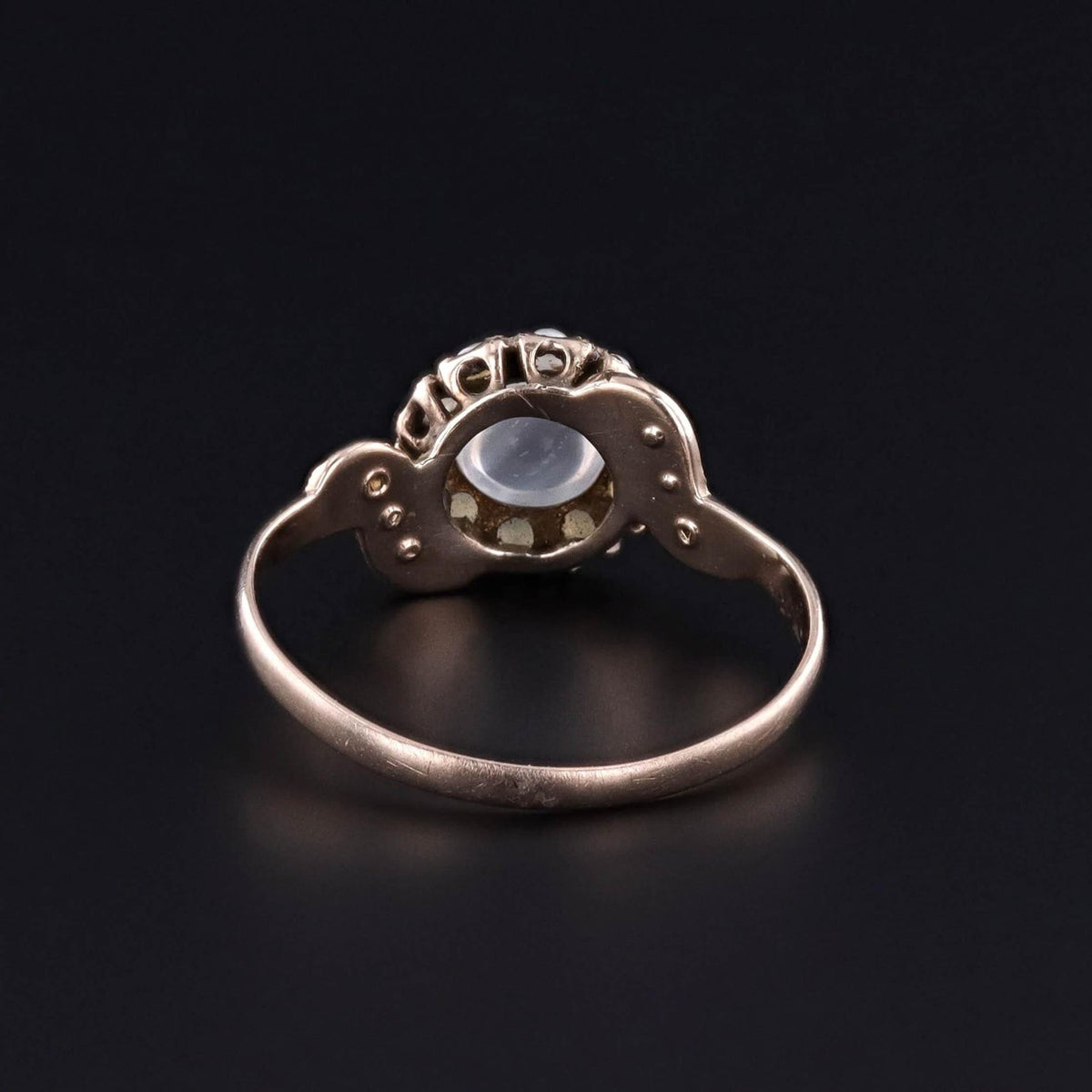 Victorian Moonstone and Pearl Ring of 9ct Gold - Trademark Antiques