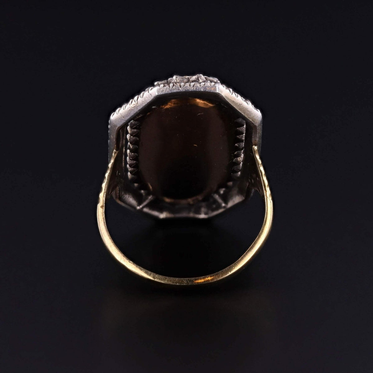Victorian Onyx and Diamond Ring of 9k and 15k Gold - Trademark Antiques