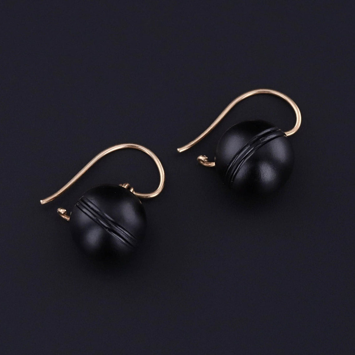 Victorian Onyx Earrings of 14k Gold - Trademark Antiques