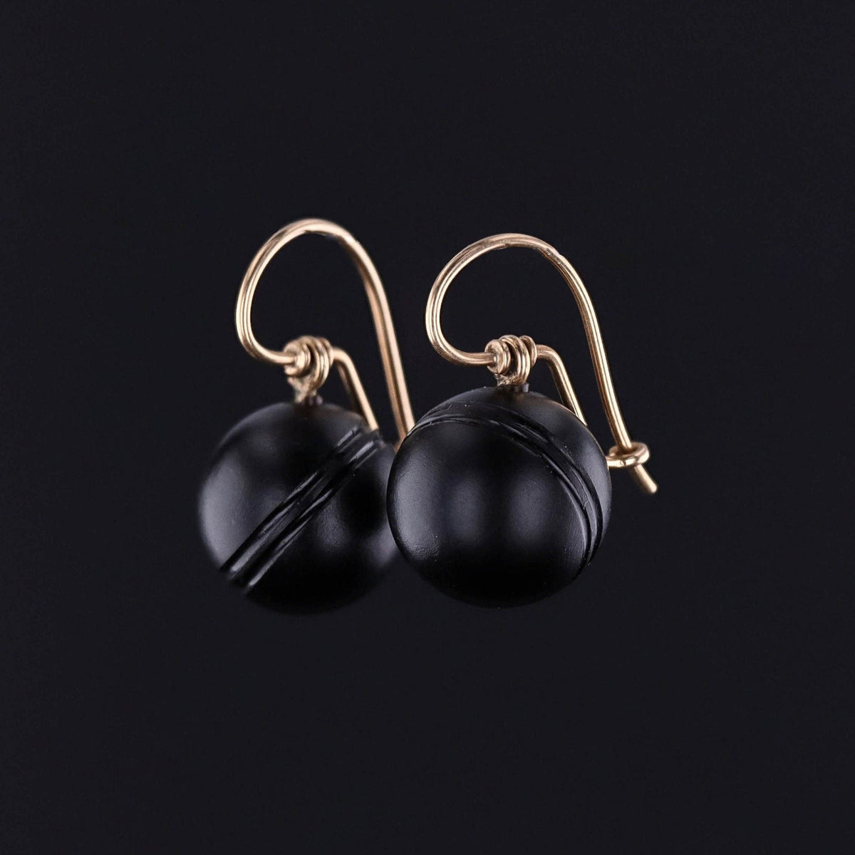Victorian Onyx Earrings of 14k Gold - Trademark Antiques