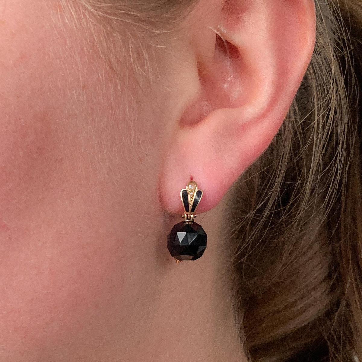 Victorian Onyx Earrings of 14k Gold - Trademark Antiques