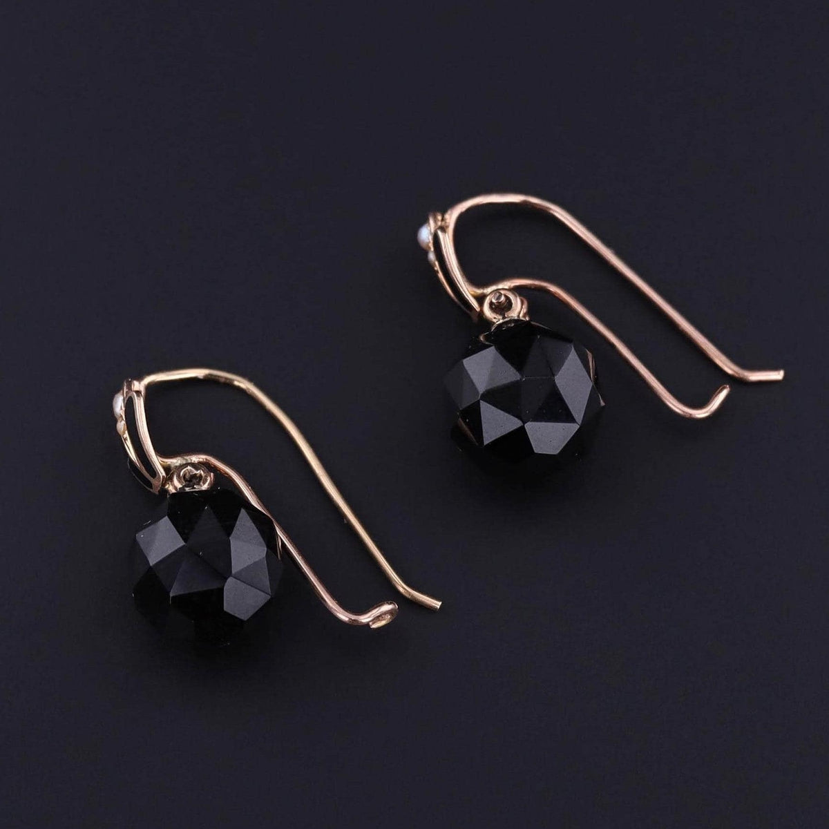 Victorian Onyx Earrings of 14k Gold - Trademark Antiques