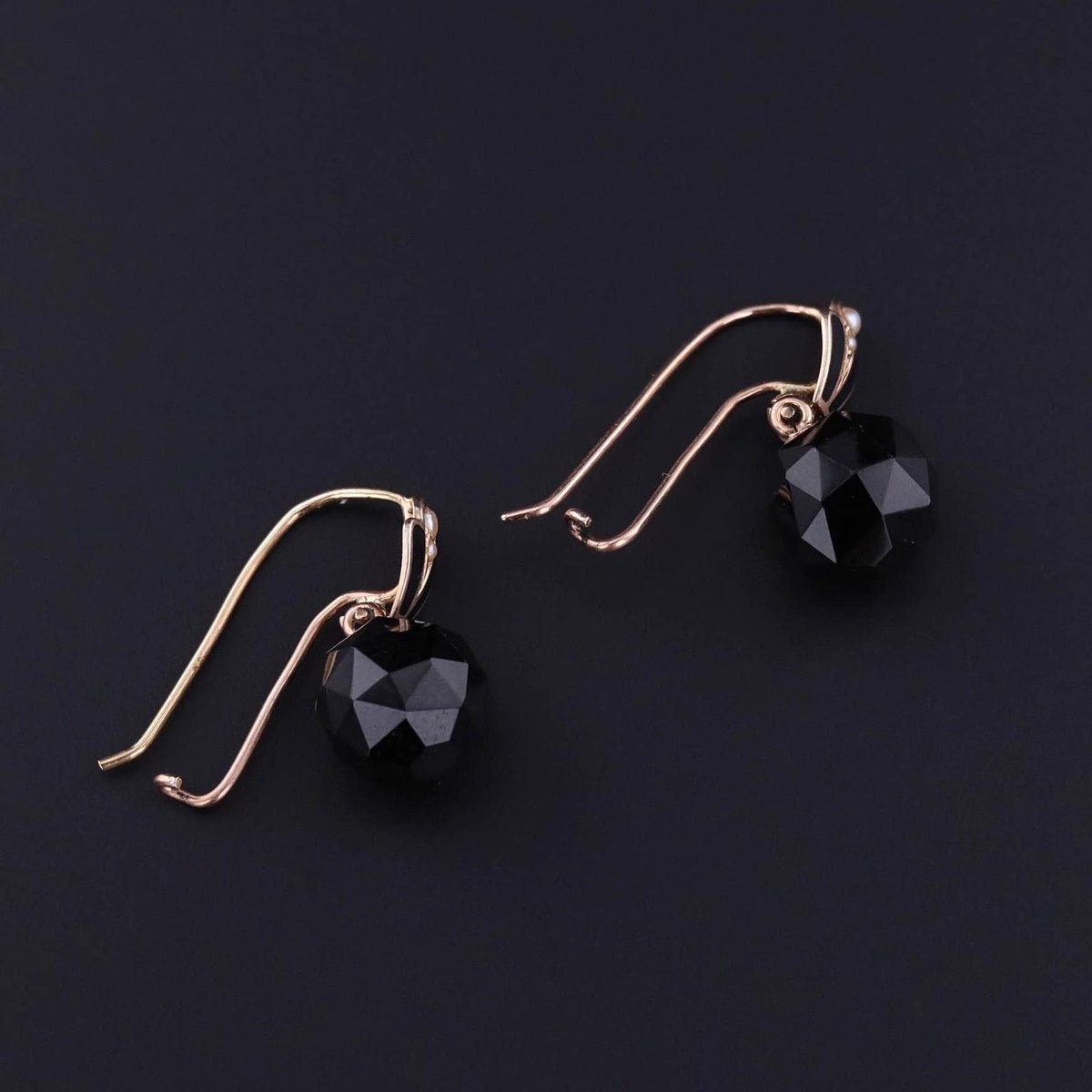 Victorian Onyx Earrings of 14k Gold - Trademark Antiques