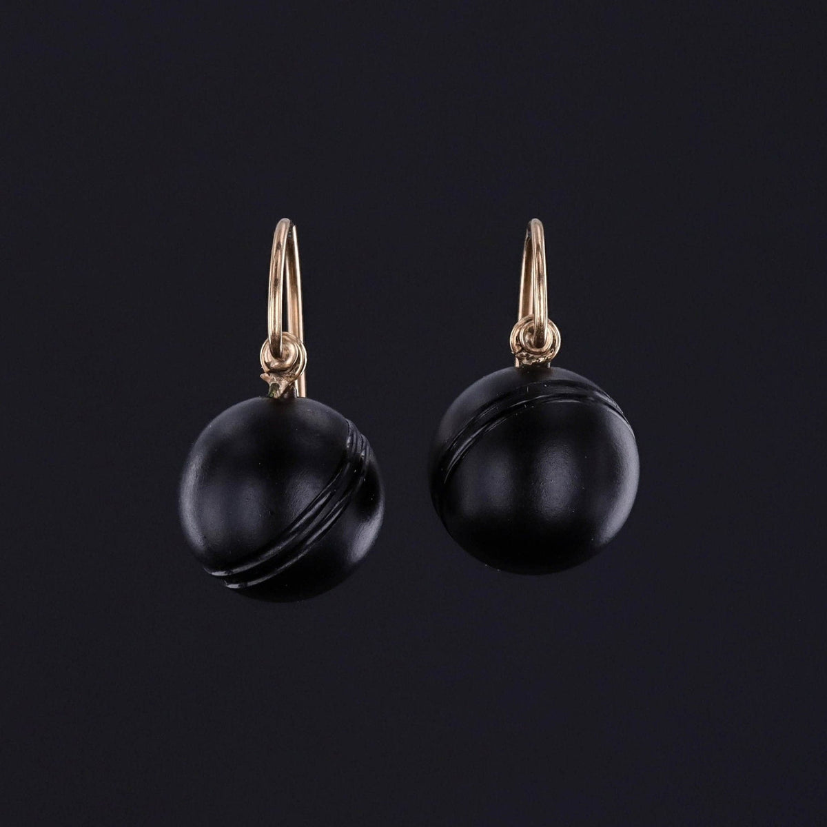 Victorian Onyx Earrings of 14k Gold - Trademark Antiques