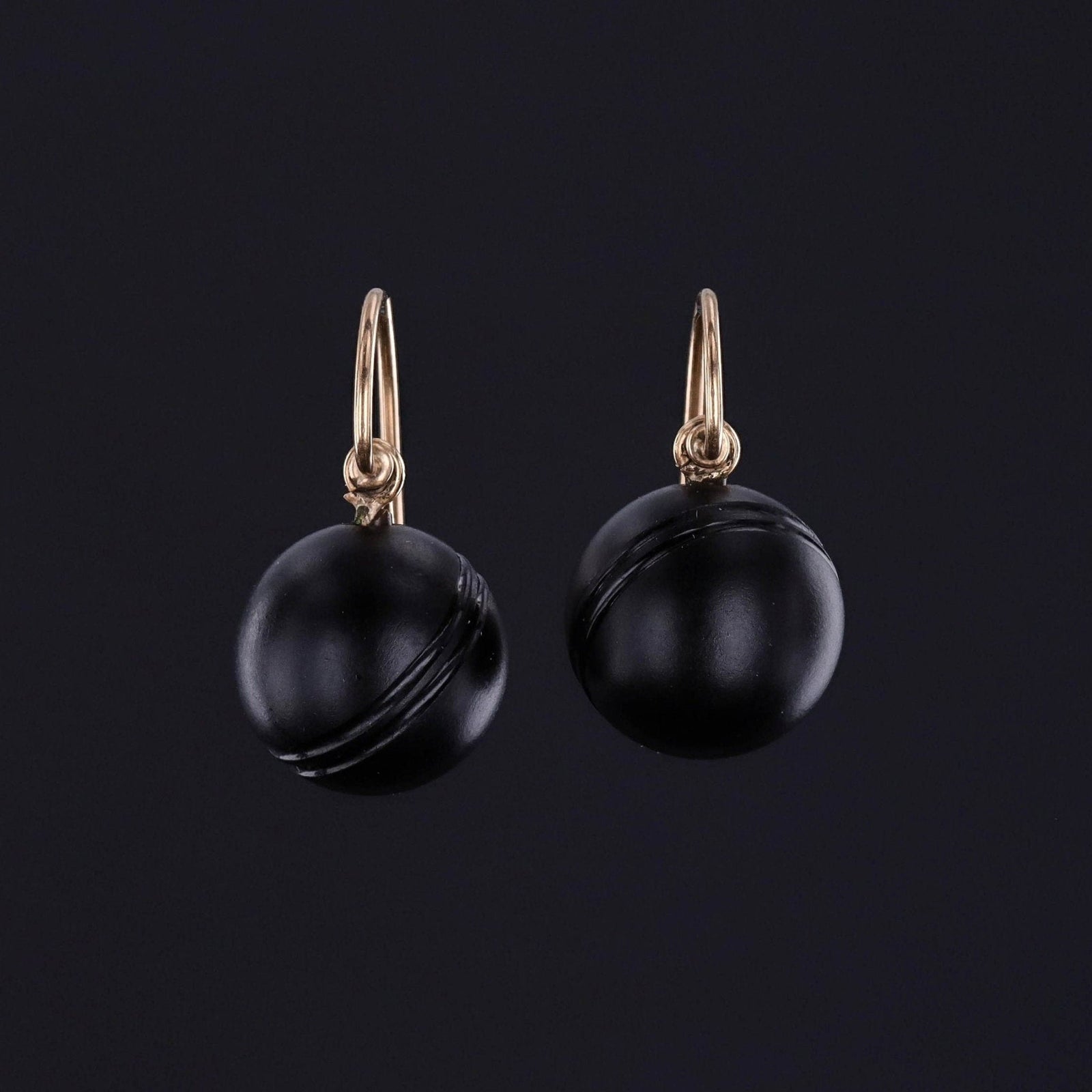 Victorian Onyx Earrings of 14k Gold - Trademark Antiques