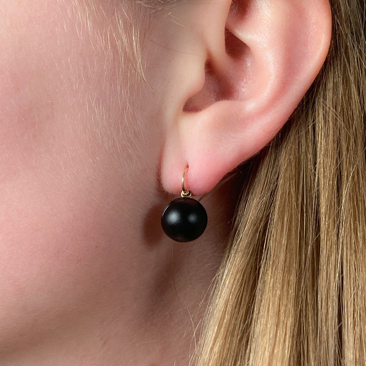 Victorian Onyx Earrings of 14k Gold - Trademark Antiques