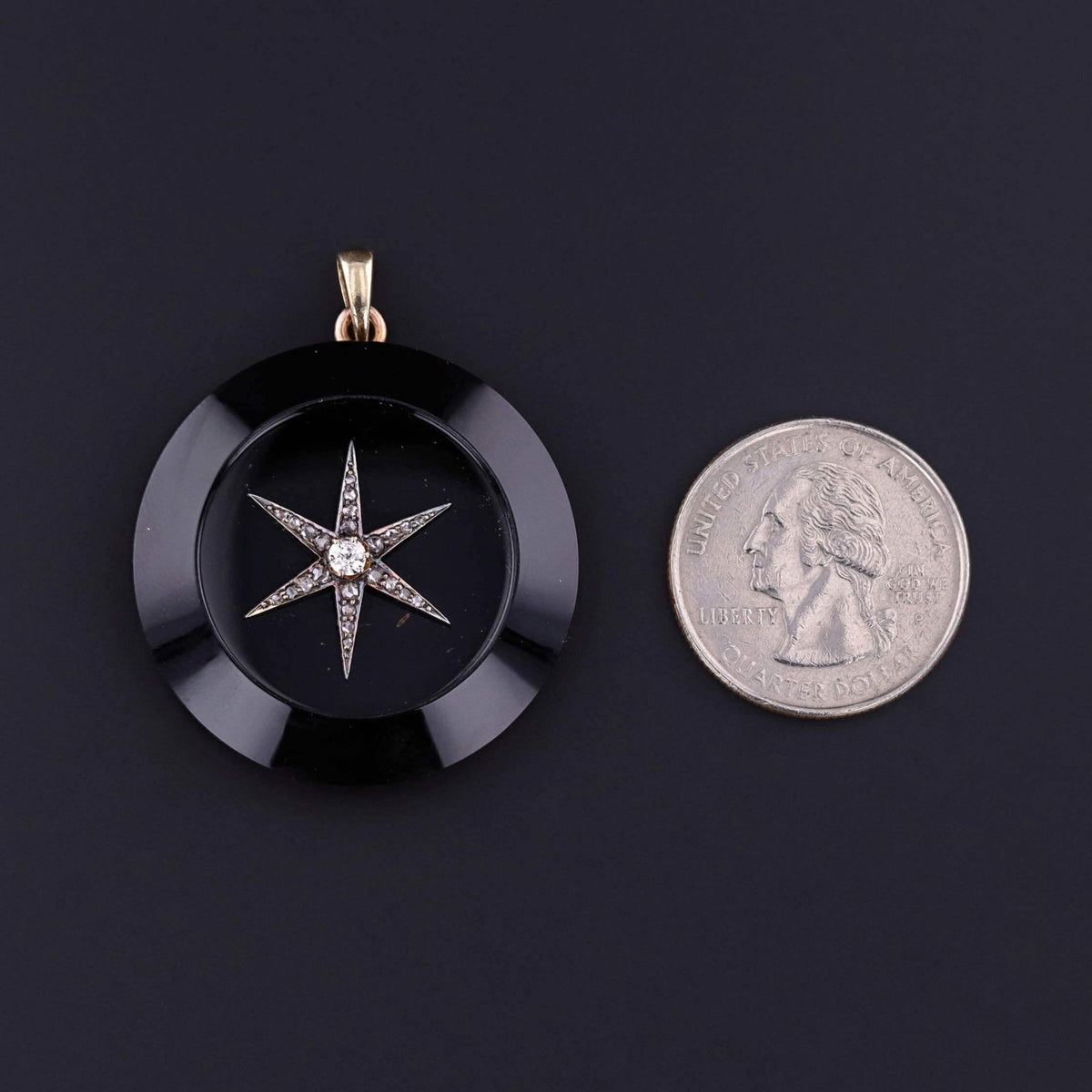 Victorian Onyx Star Pendant of 14k Gold - Trademark Antiques