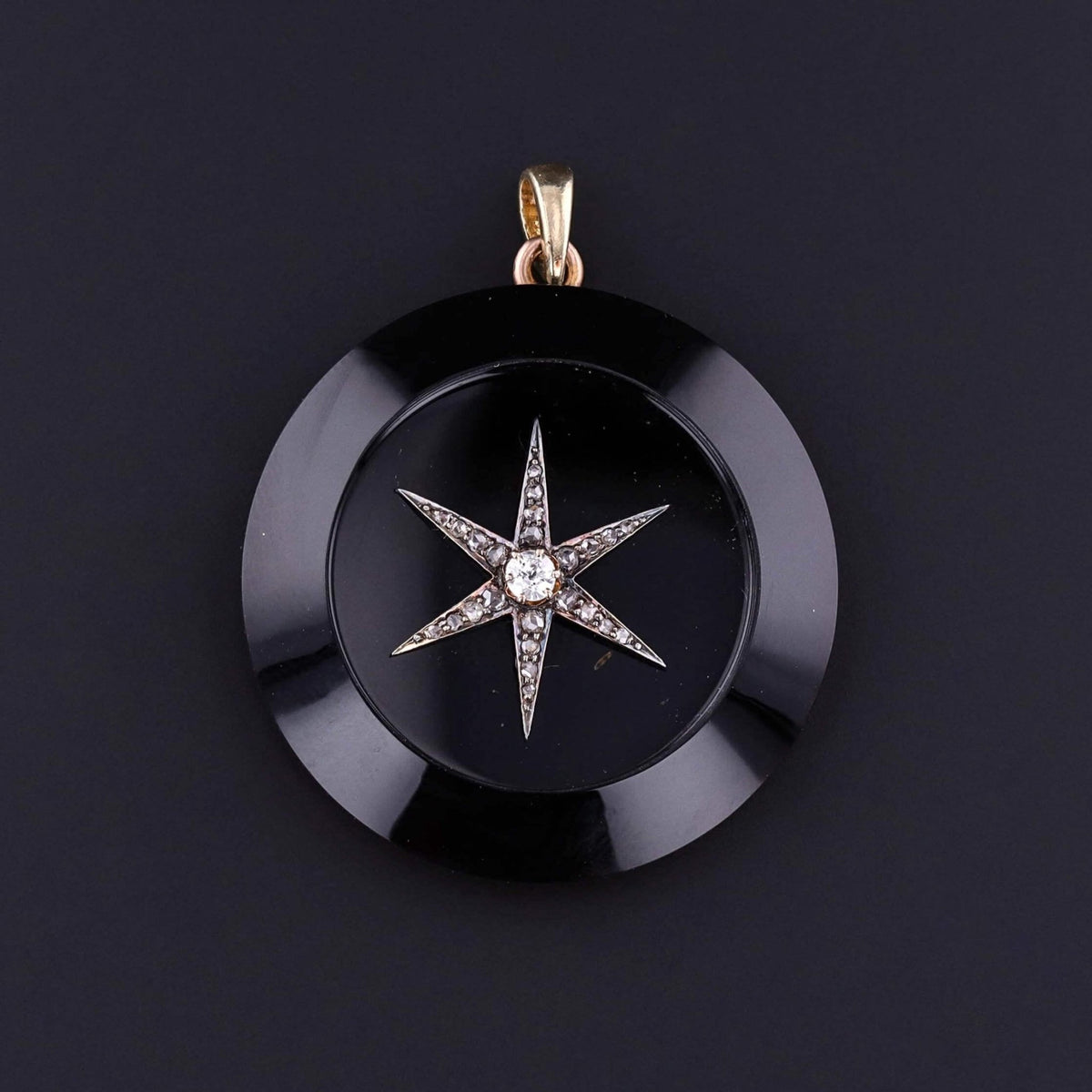 Victorian Onyx Star Pendant of 14k Gold - Trademark Antiques