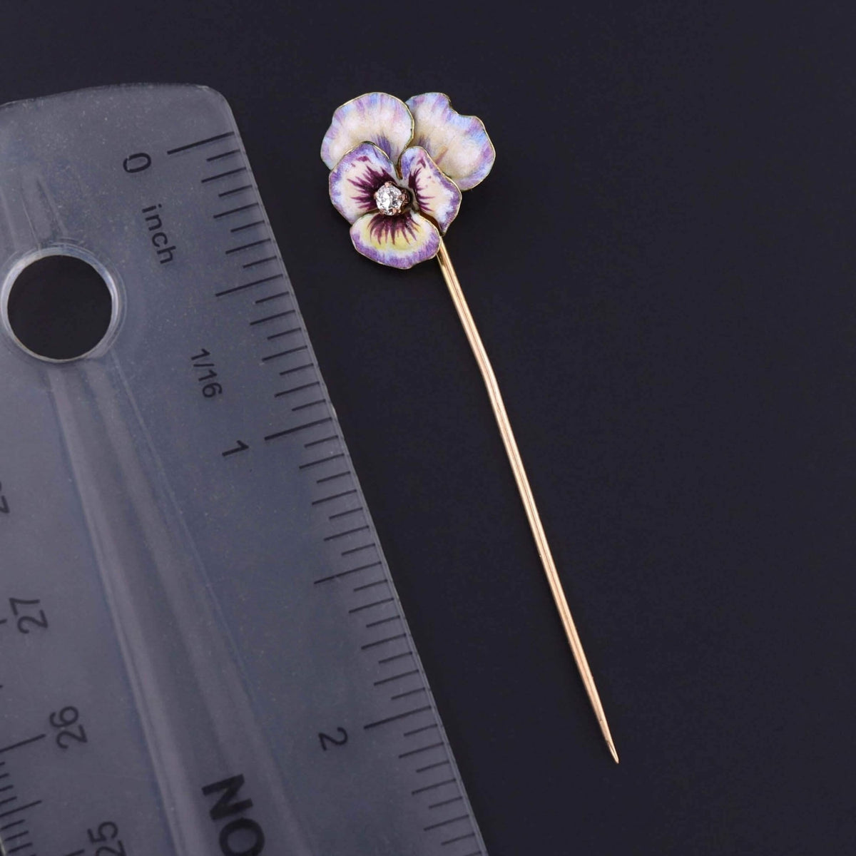Victorian Pansy Stickpin of 12k and 19k Gold - Trademark Antiques