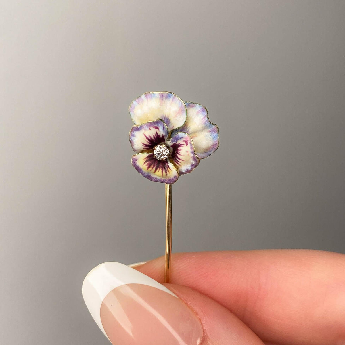 Victorian Pansy Stickpin of 12k and 19k Gold - Trademark Antiques