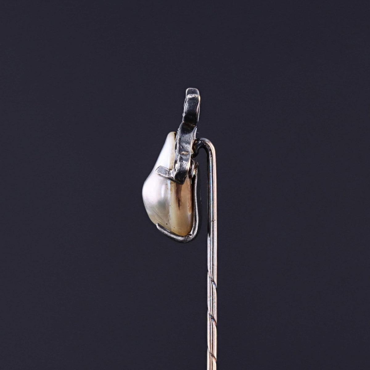 Victorian Pearl and Diamond Stickpin of 14k Gold and Silver - Trademark Antiques