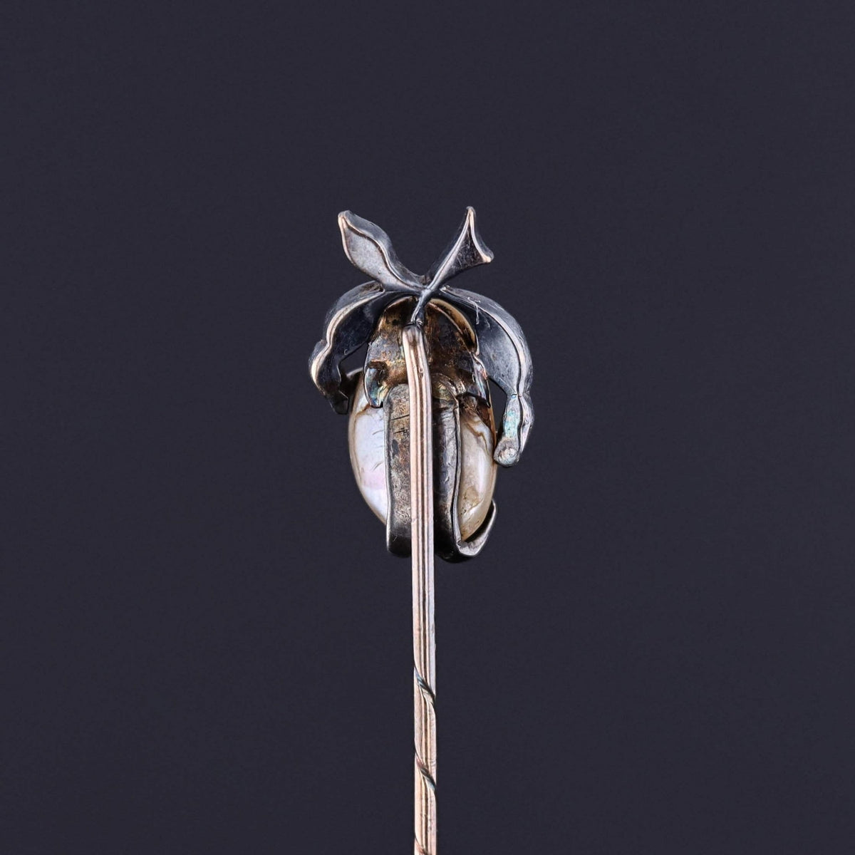 Victorian Pearl and Diamond Stickpin of 14k Gold and Silver - Trademark Antiques