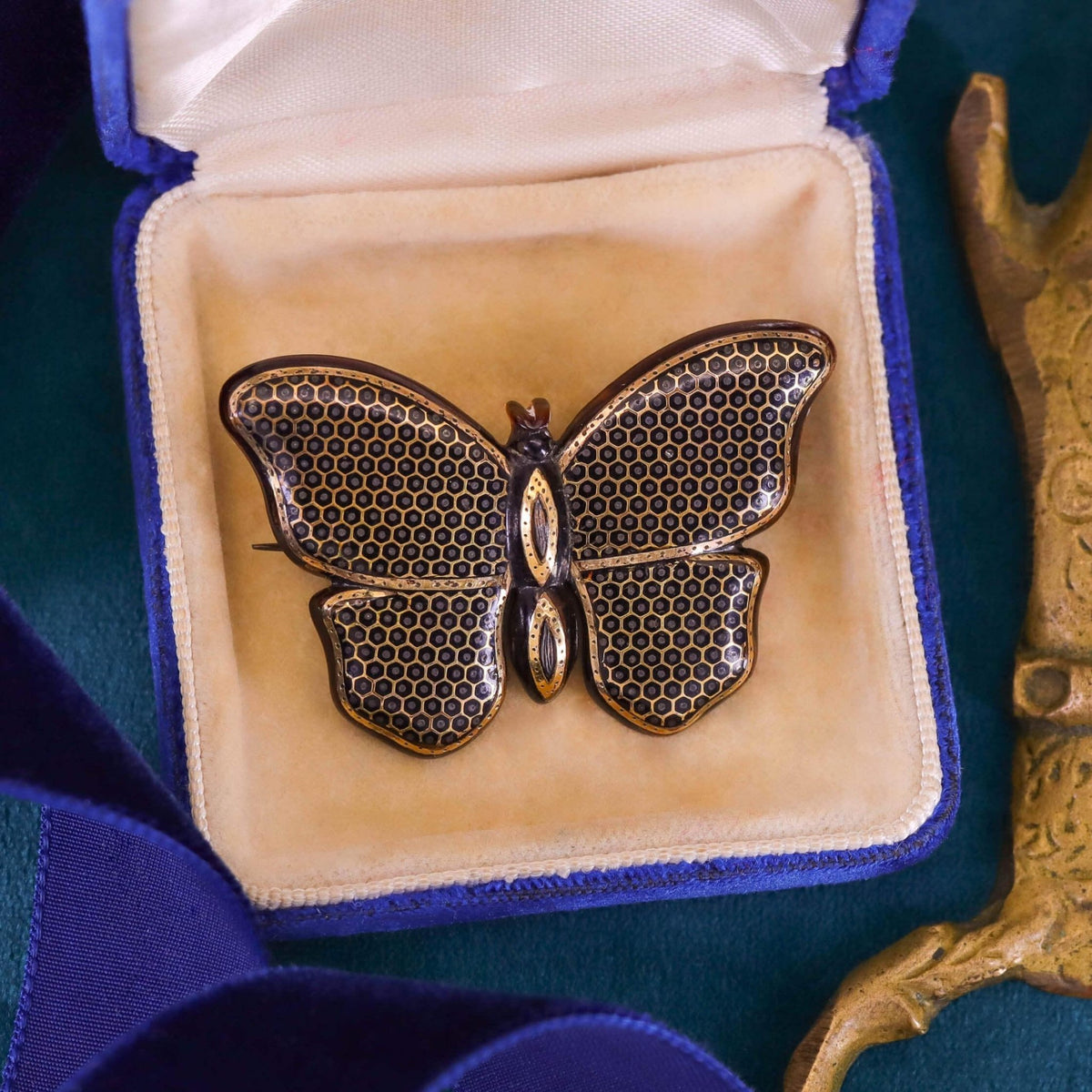 Victorian Pique Butterfly Brooch - Trademark Antiques