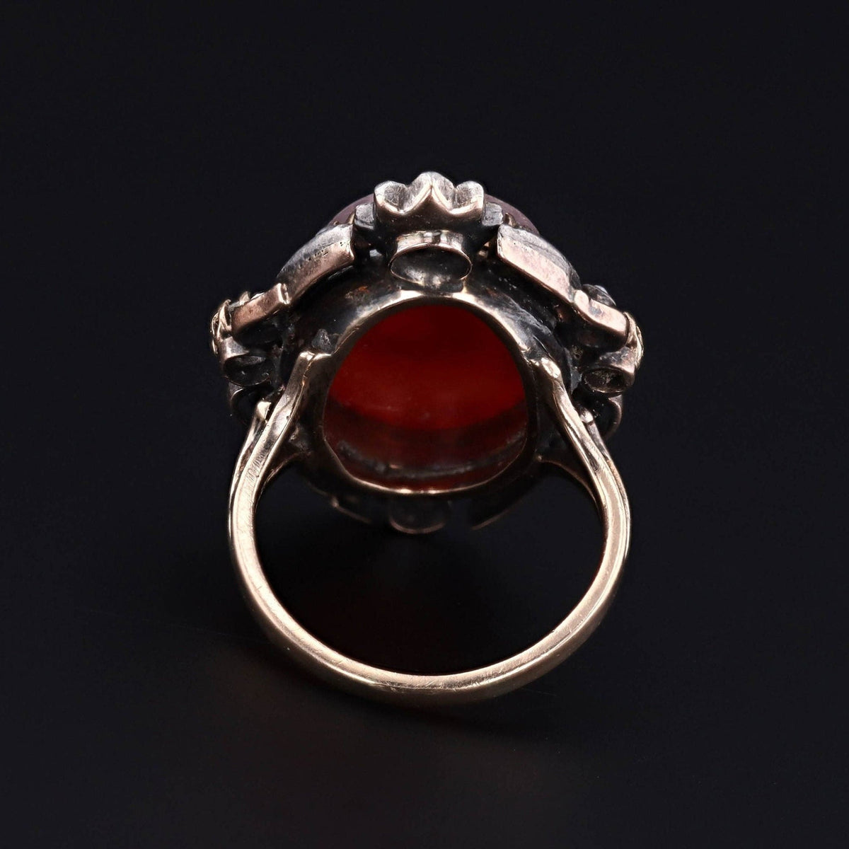 Victorian Red Agate and Diamond Ring - Trademark Antiques