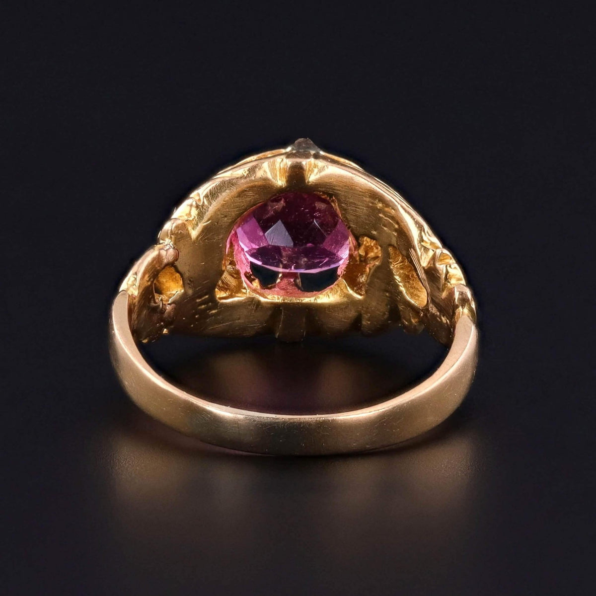Victorian Rubellite Tourmaline and Diamond Ring of 18k Gold - Trademark Antiques